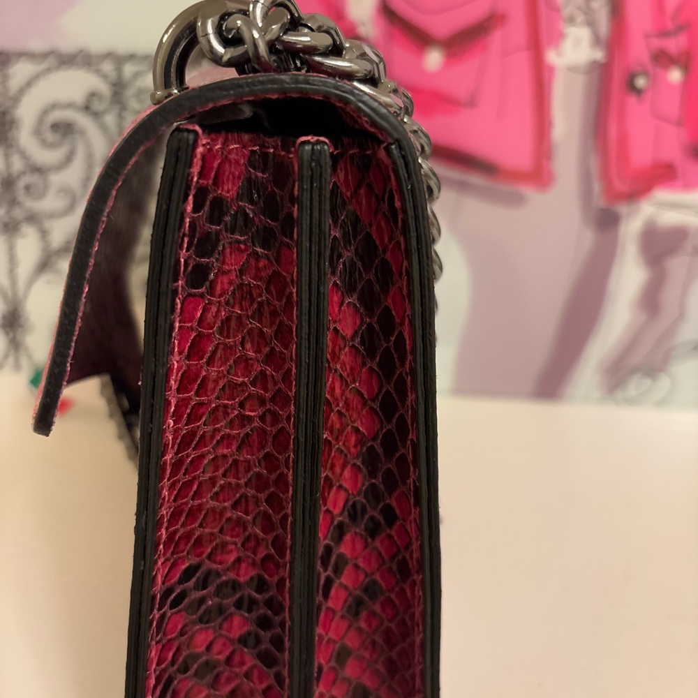 NWT Marina Galanti Magenta and Black Python-Print Shoulder Bag - Picture 5 of 9